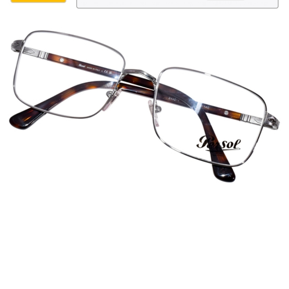 Persol Classic Rectangle Metal Frame Eyeglasses in Silver - Picture 5 of 8